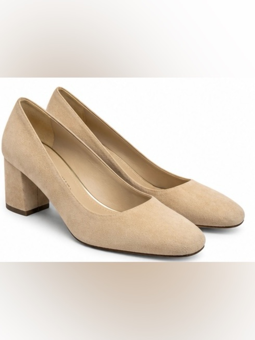 Stuart Weitzman Beige Tan Suede Low Block Heel Pumps Shoes Women’s